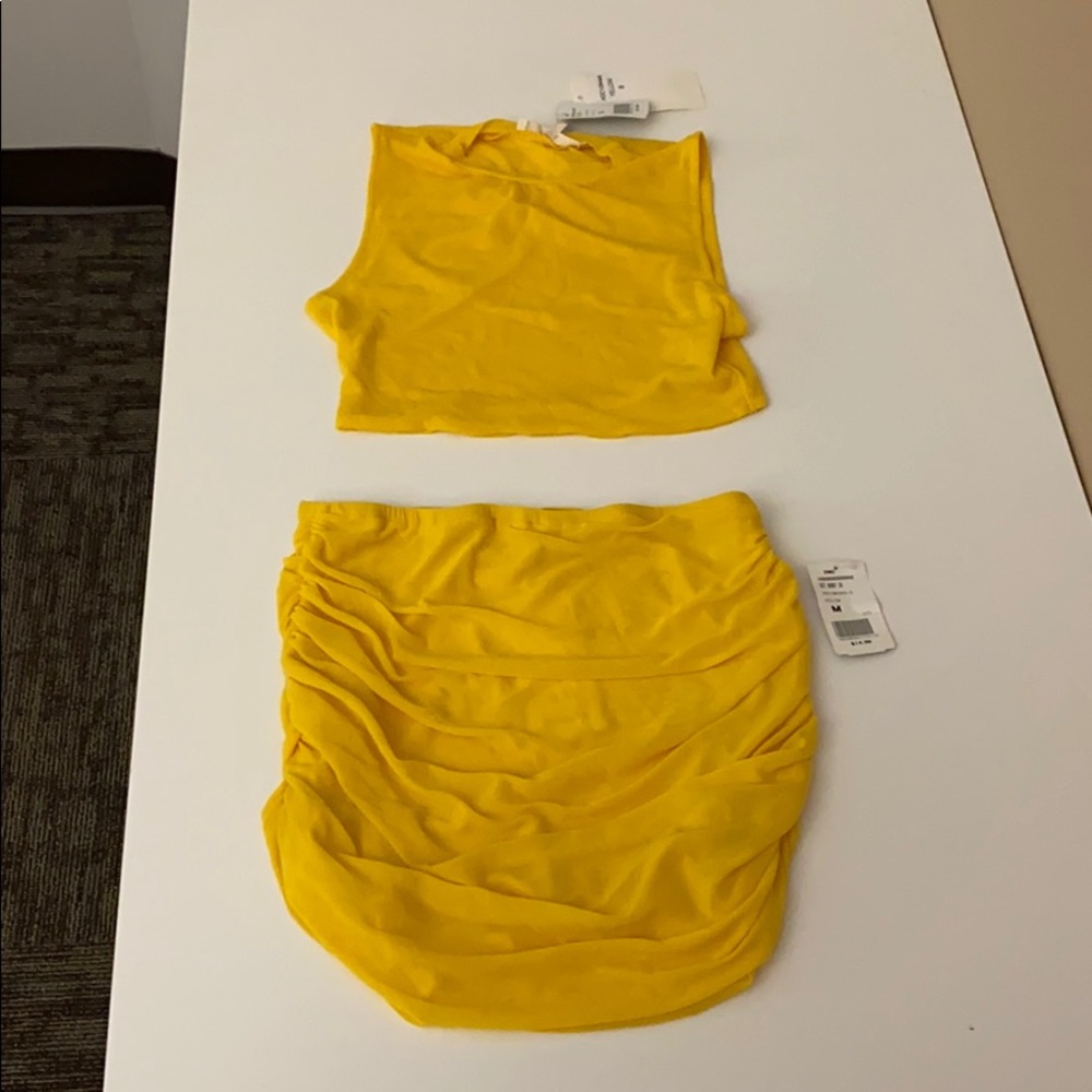 SOLD: NWT Matching Yellow Crop Top and Skirt Set